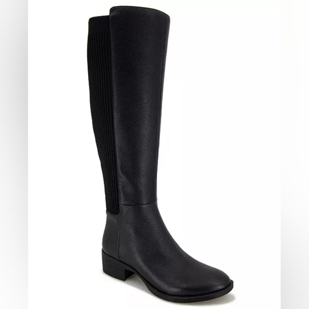 EUC Kenneth Cole New York Levon Tall Leather Ribbed Knit Knee High Boots, 6.5